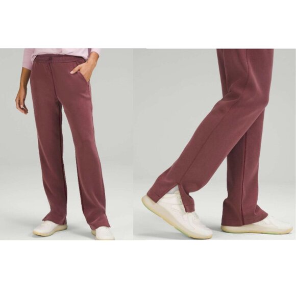 Lululemon Brushed Softstreme Split-Hem High-Rise Relax Casual Pant- Red Merlot - Picture 1 of 10
